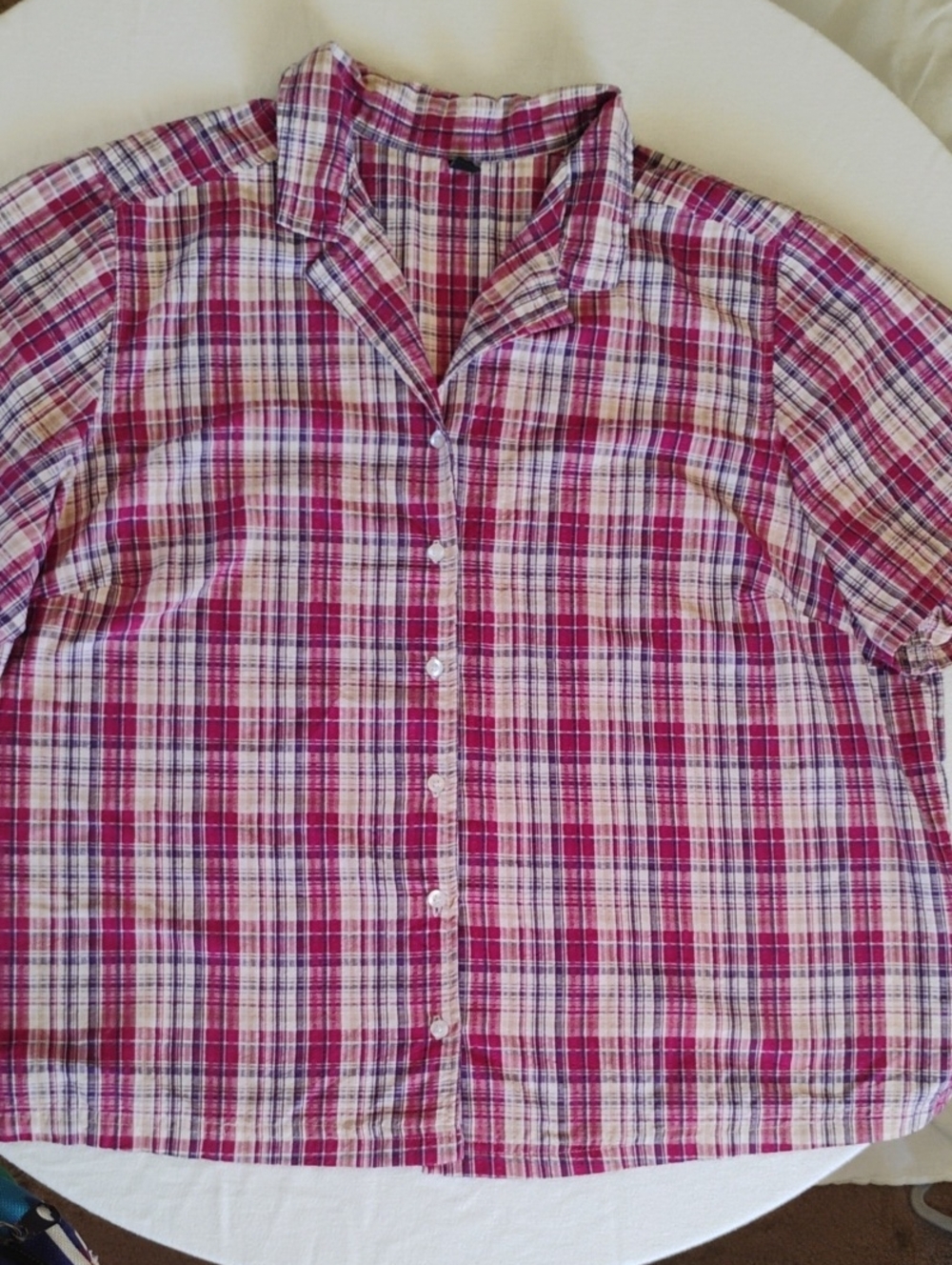 Pink Plaid Button-Up Shirt Women's Sz 4X Plus Size